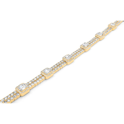 14k Gold Baguette & Round Diamond Tennis Bracelet 13.5ctw