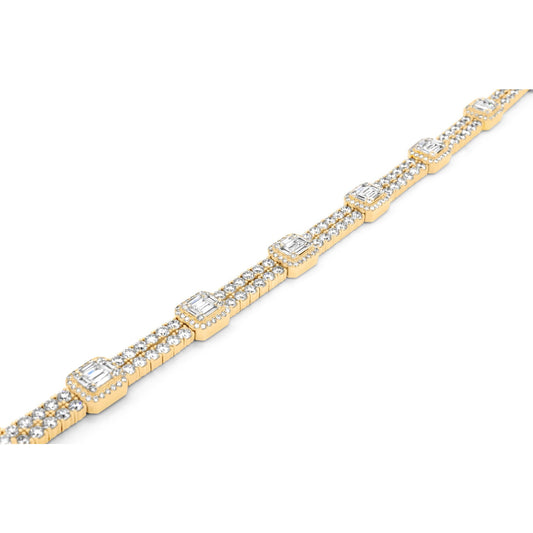 14k Gold Baguette & Round Diamond Tennis Bracelet 13.5ctw