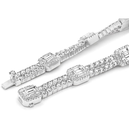 14k Gold Baguette & Round Diamond Tennis Bracelet 13.5ctw