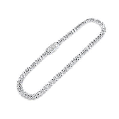 14K Diamond White Gold Cuban Chain Choker 8mm 14.00 ctw