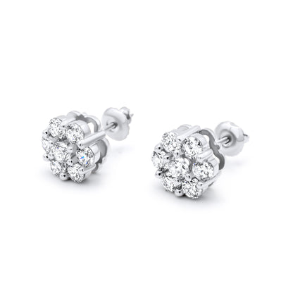 14k Gold Diamond Cluster Earrings 1.95ctw