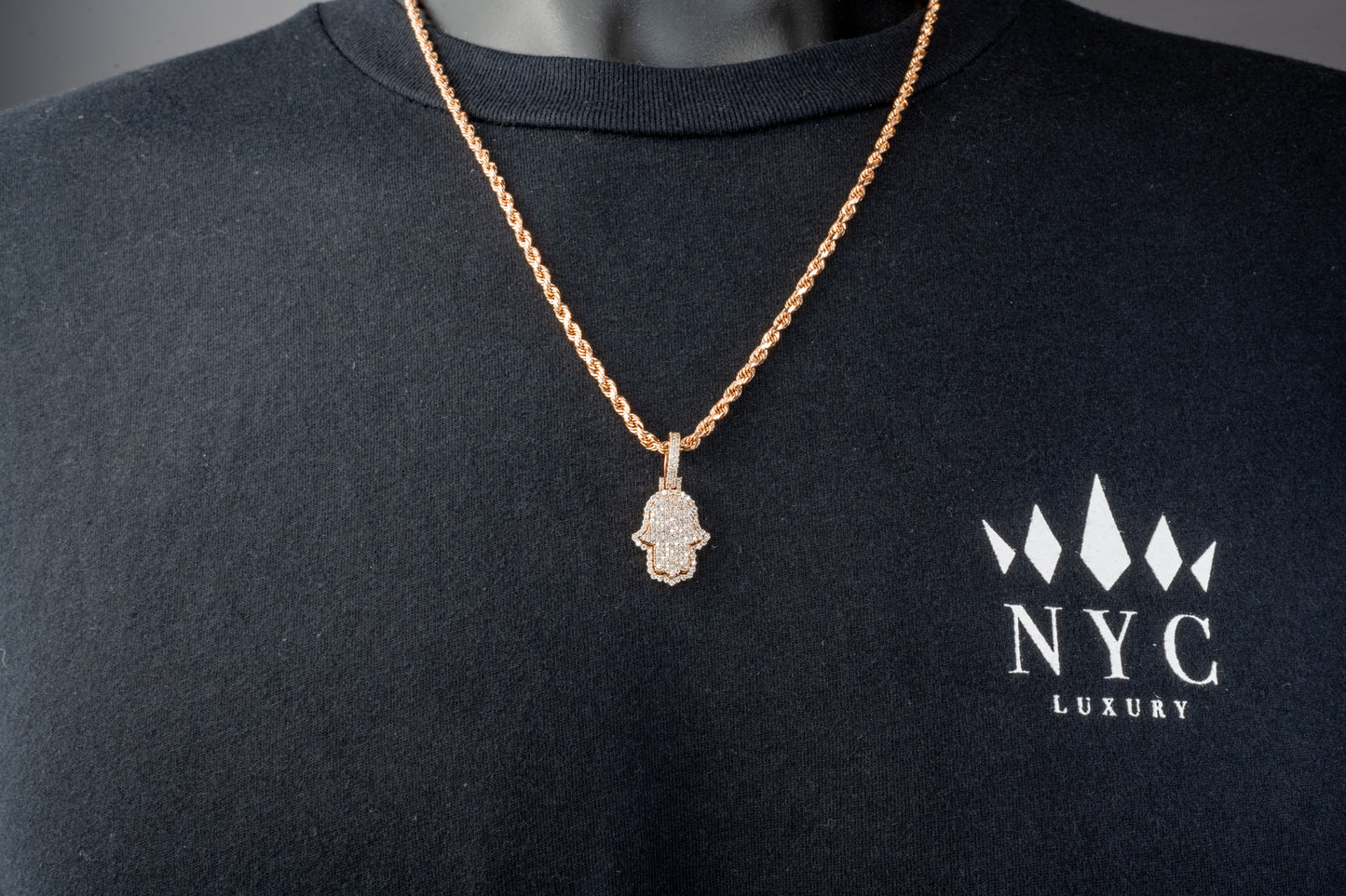 10k Solid Gold Diamond Hamsa 0.81ctw