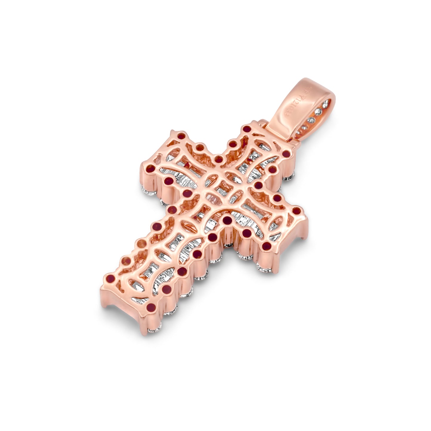 14k Solid Gold Baguette Diamond Cross 3.24ctw