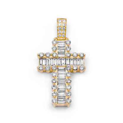 14k Solid Gold Baguette Diamond Cross 3.24ctw