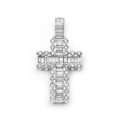 14k Solid Gold Baguette Diamond Cross 3.24ctw