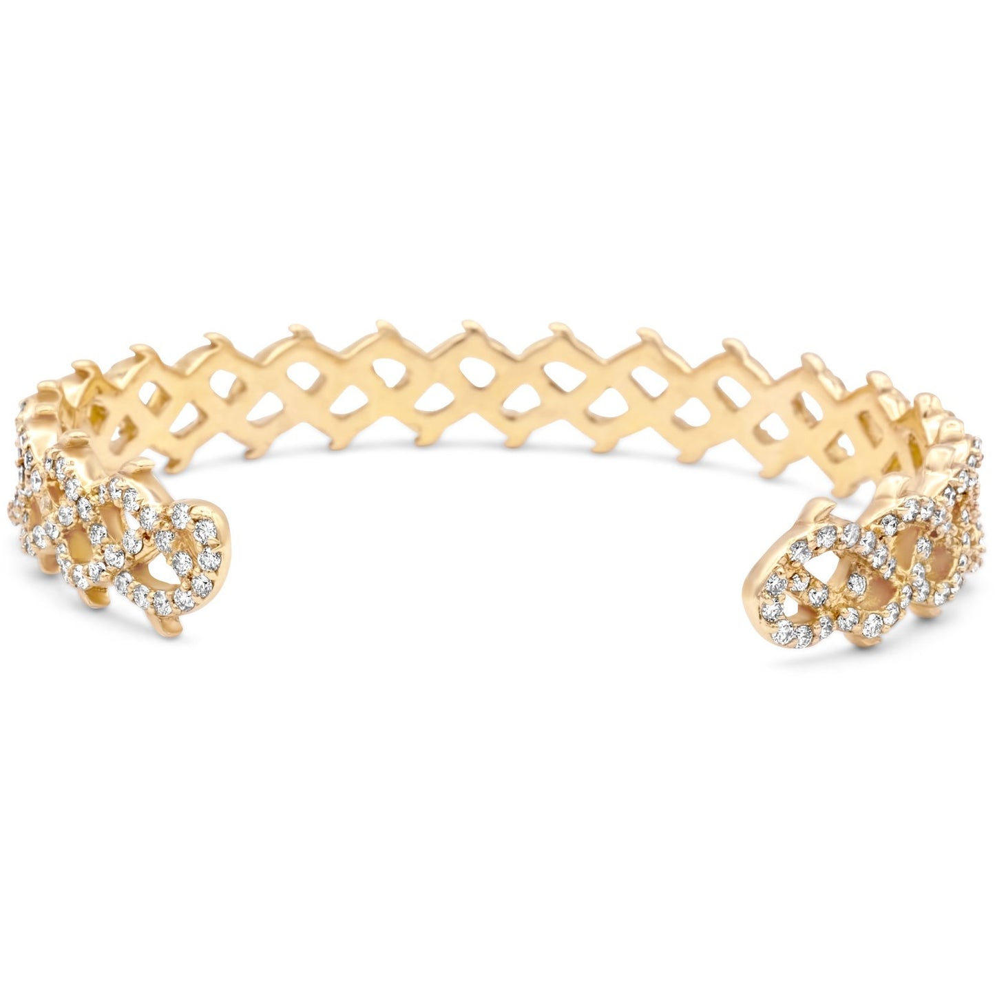 14k Yellow Gold Thorn Cuff Bangle 4.20ctw