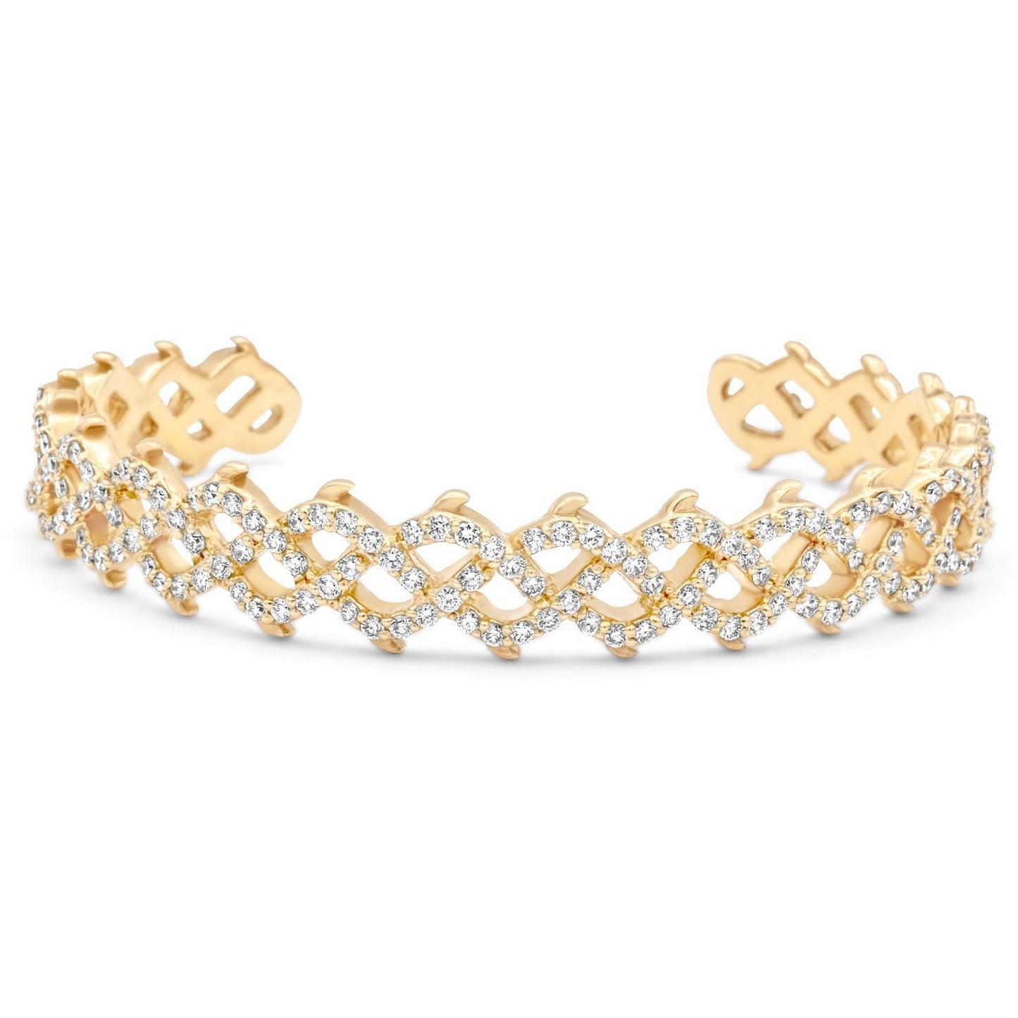 14k Yellow Gold Thorn Cuff Bangle 4.20ctw