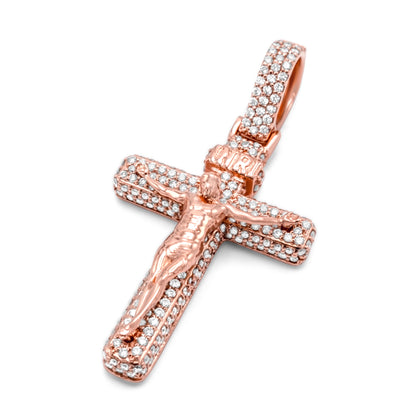14k Rose Gold Cross Pendant 3.37ctw