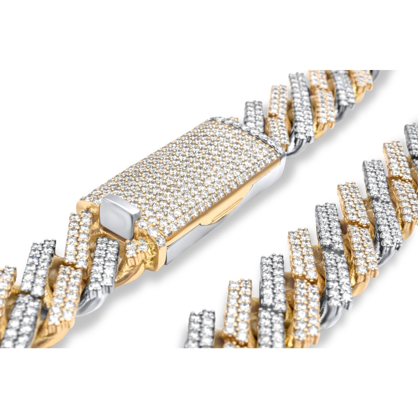 14k Gold Diamond Cuban Prong Chain 16.5mm 34.25ctw