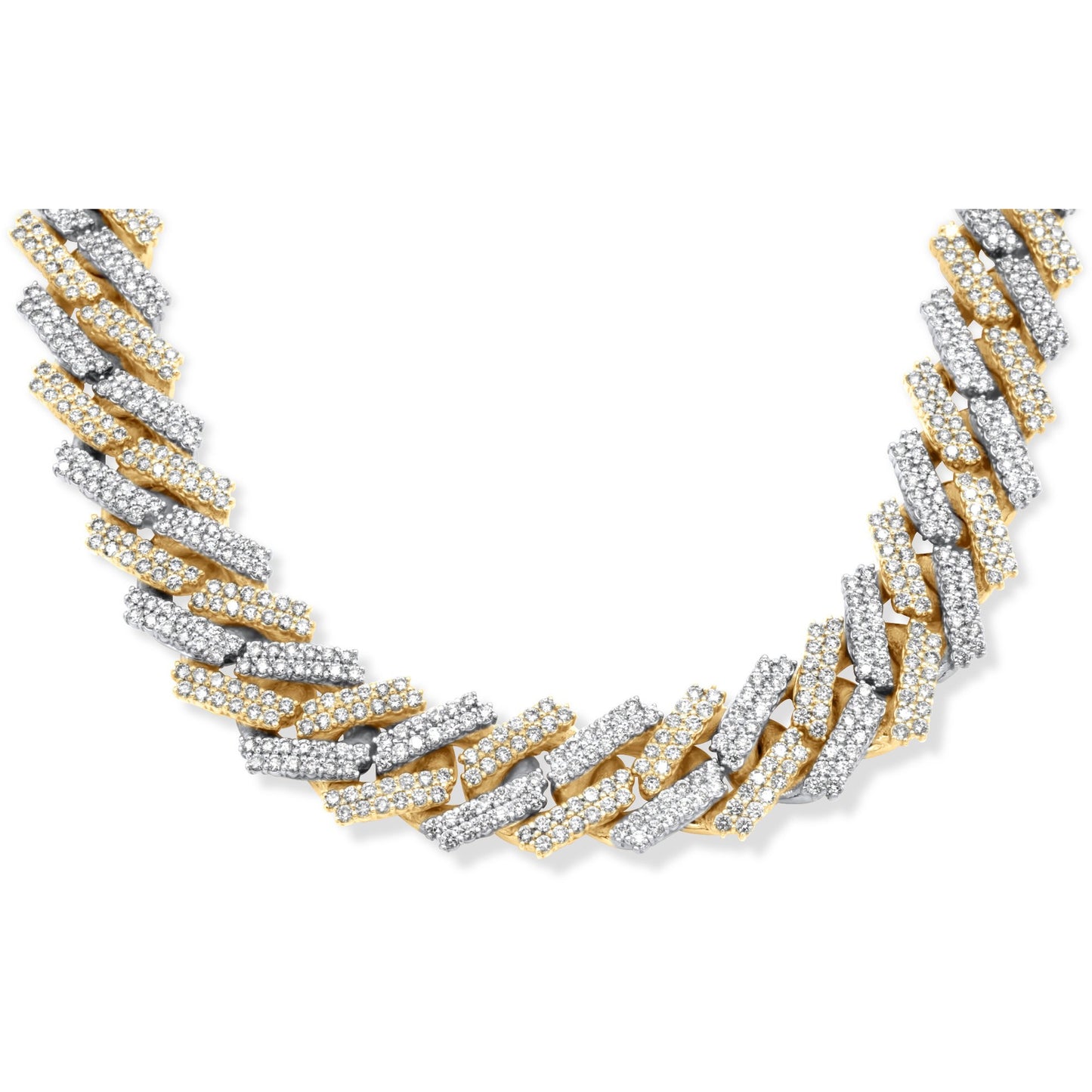 14k Solid Gold Two-Tone Diamond Cuban Chain 34.25ctw