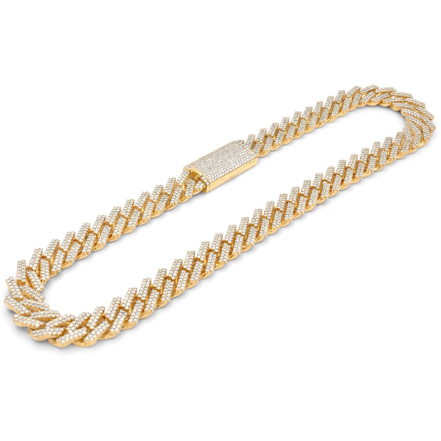 10k Solid Gold Diamond Cuban Prong Chain 16.5mm 34.25ctw