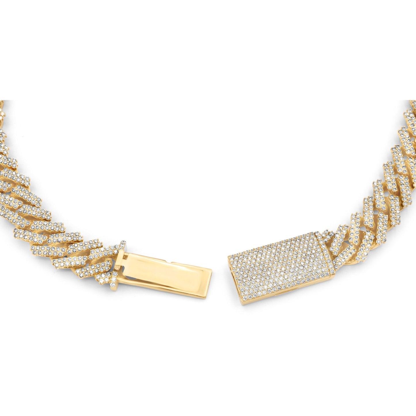 10k Solid Gold Diamond Cuban Prong Chain 16.5mm 34.25ctw