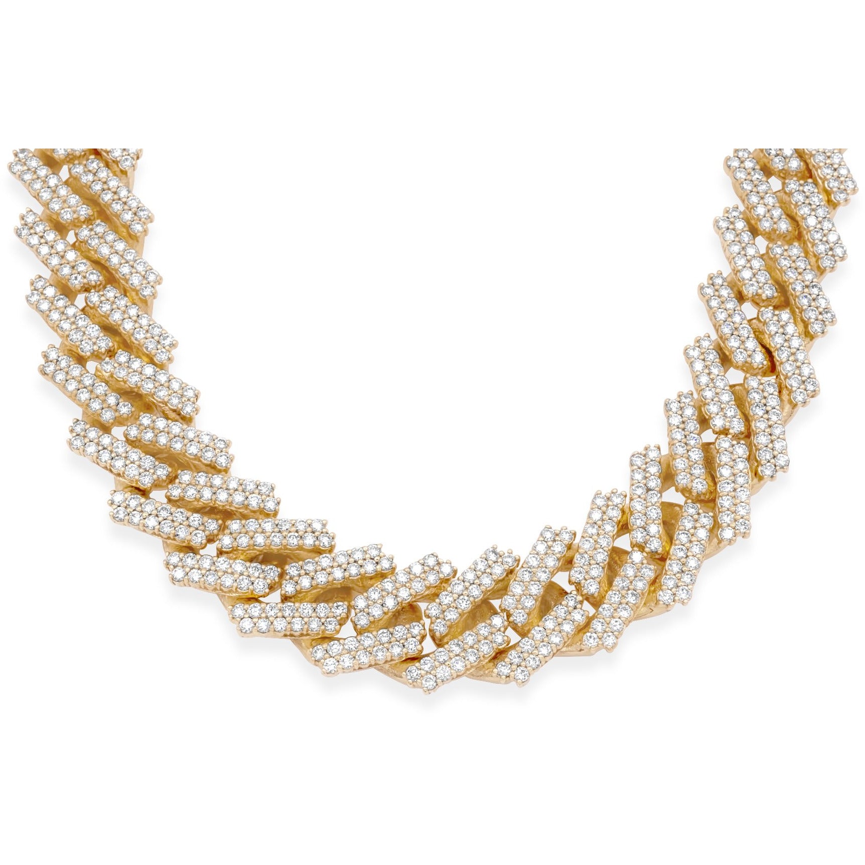 10k Solid Yellow Gold Diamond Cuban Chain 34.25ctw