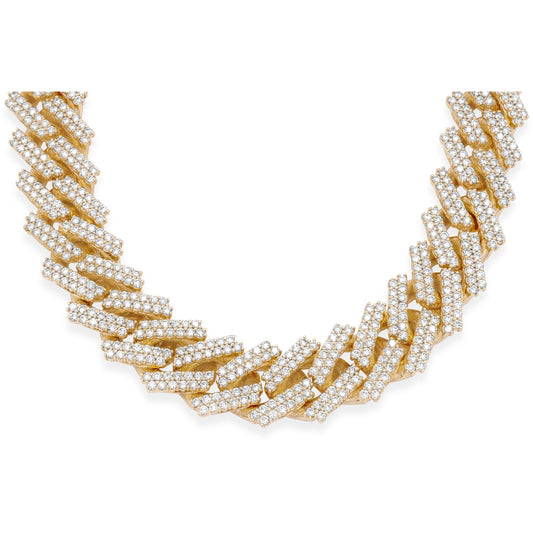 10k Solid Yellow Gold Diamond Cuban Chain 34.25ctw