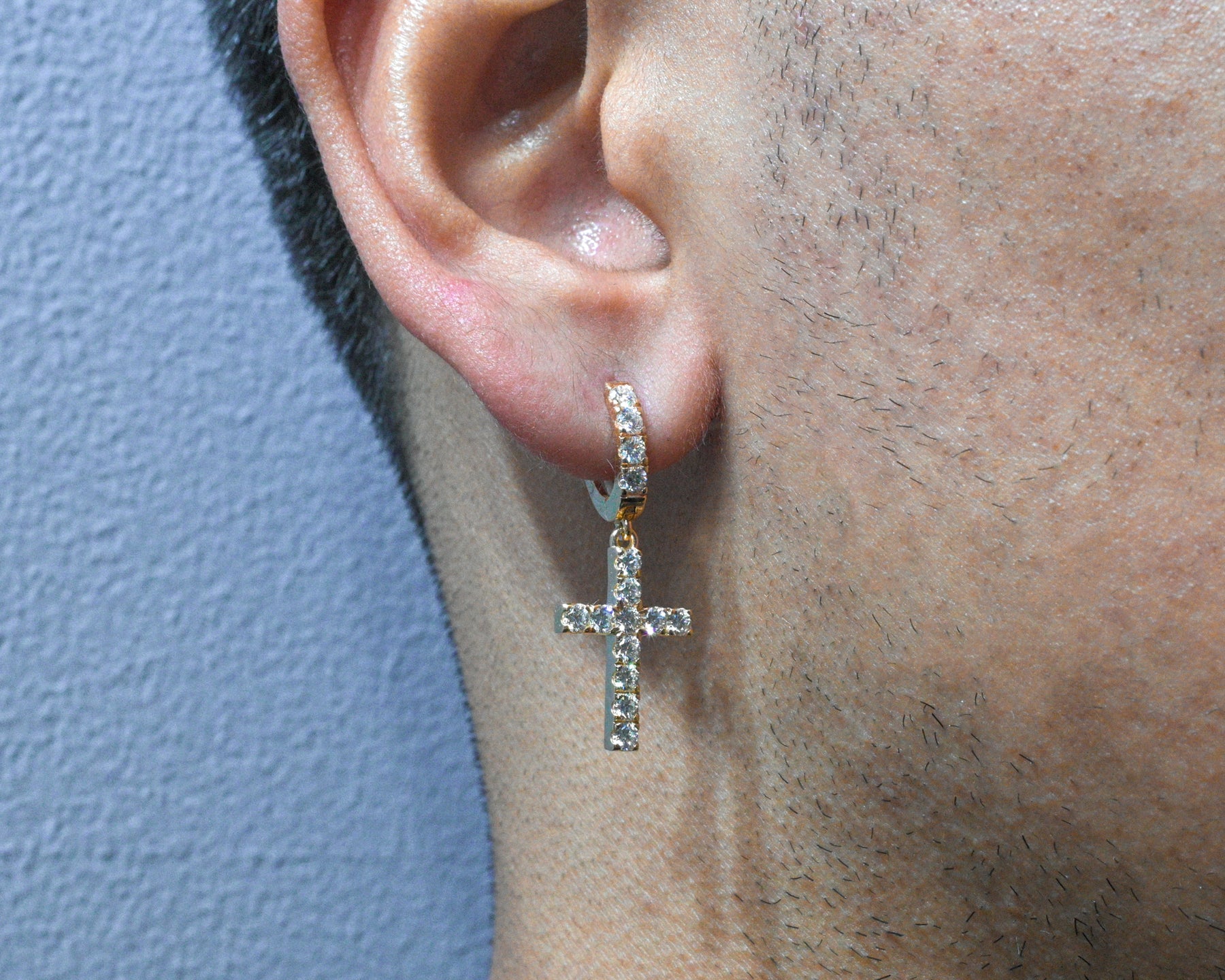 Diamond cross earrings gold Clearance