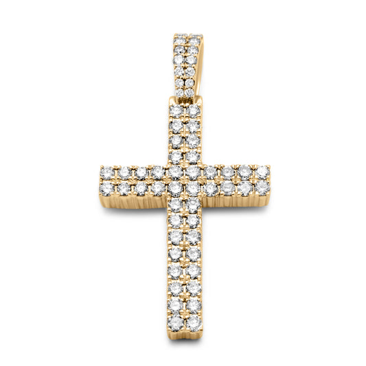 14K Yellow Gold Cross Pendant 2.20ctw
