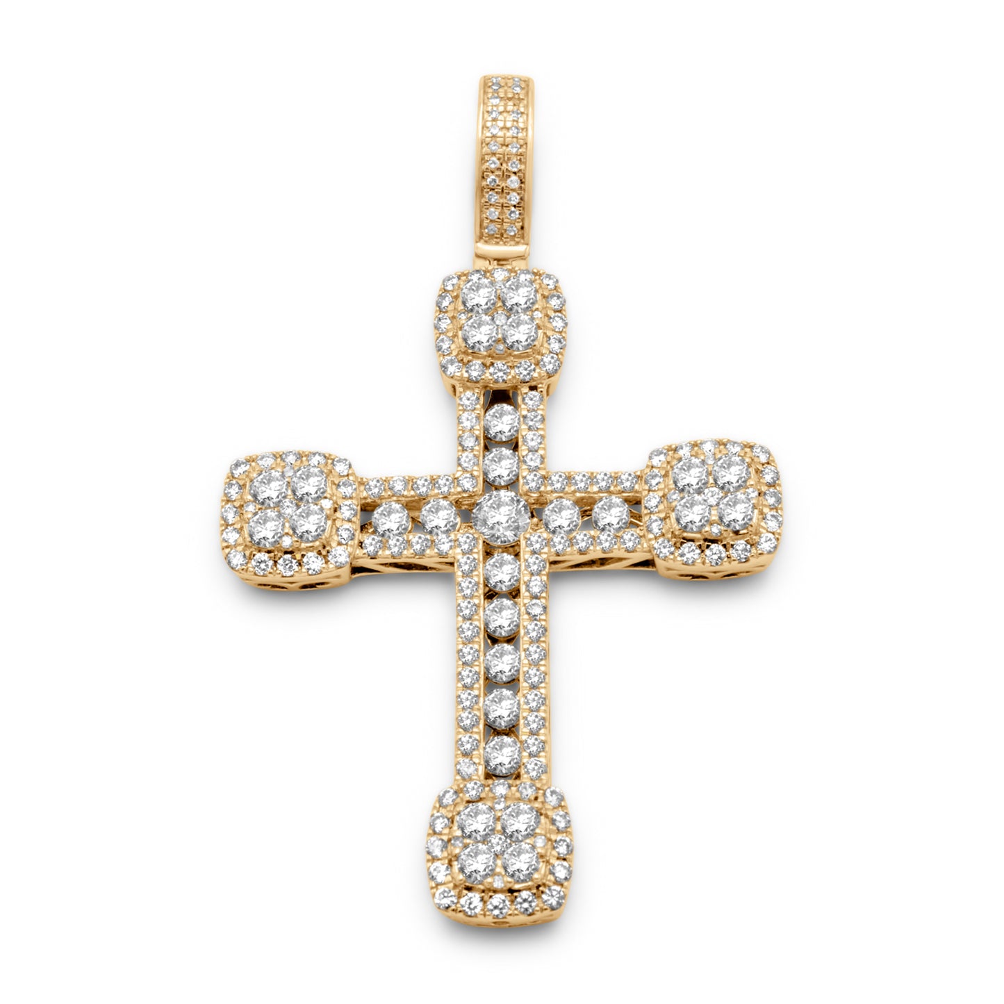 10K Yellow Gold Diamond Cross 2.62 ctw