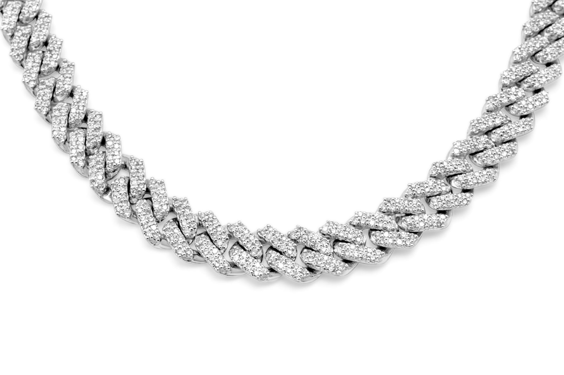 Diamond cuban link chain white gold Clearance