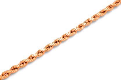 10K Rose Gold Hollow Rope Chain 4mm
