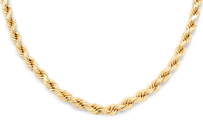 10K Yellow Gold Hollow Rope Chain 4mm