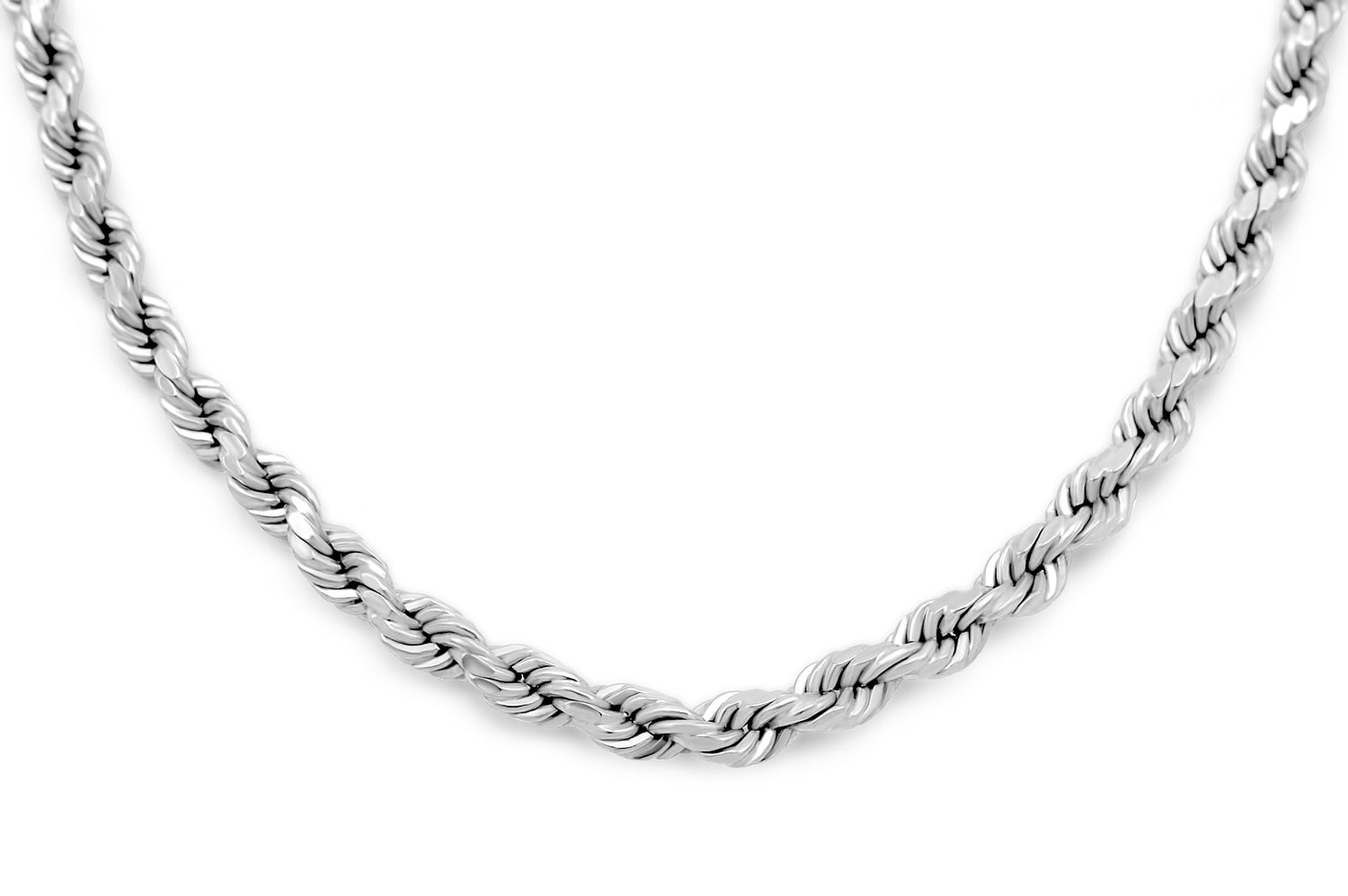 14K Solid White Gold Rope Chain 4mm