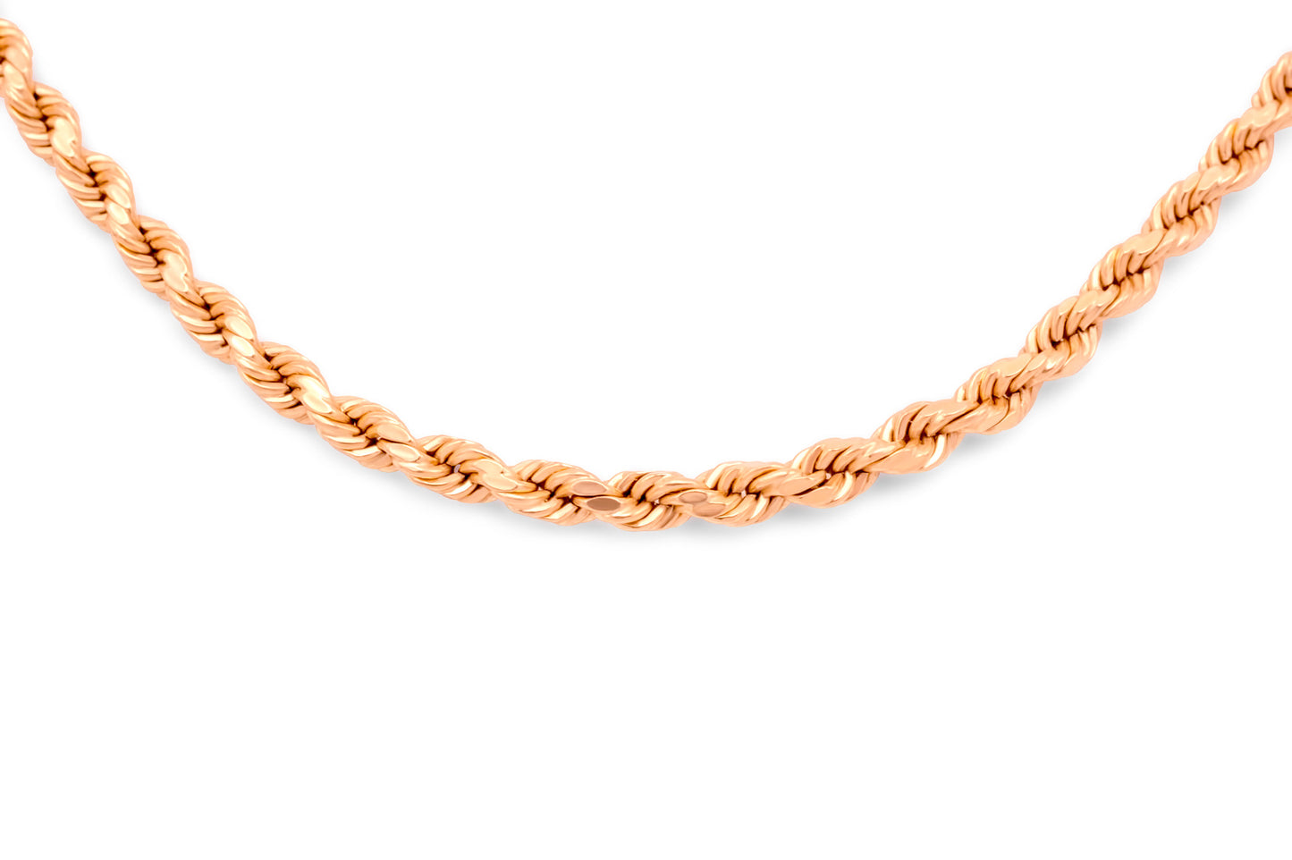 10K Rose Gold Hollow Rope Chain 4mm