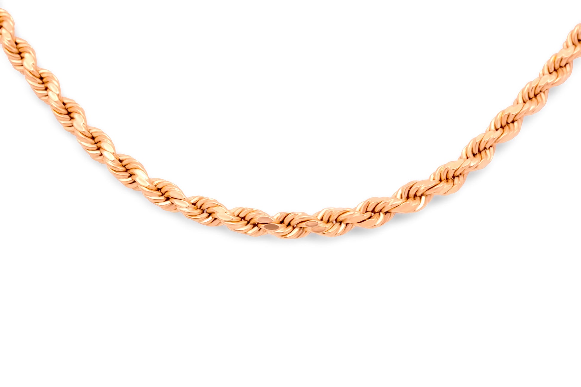 10K Rose Gold Hollow Rope Chain 4mm