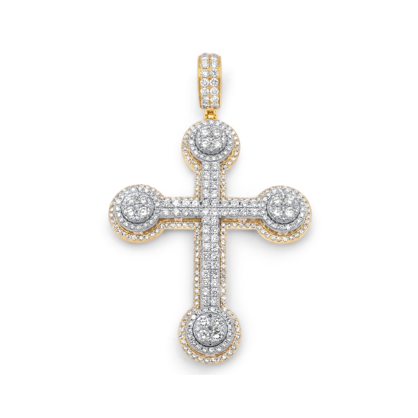14k Two-Tone Gold 3D Diamond Cross 3.99ctw