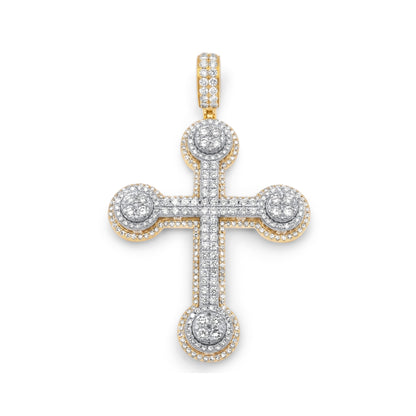 14k Two-Tone Gold 3D Diamond Cross 3.99ctw