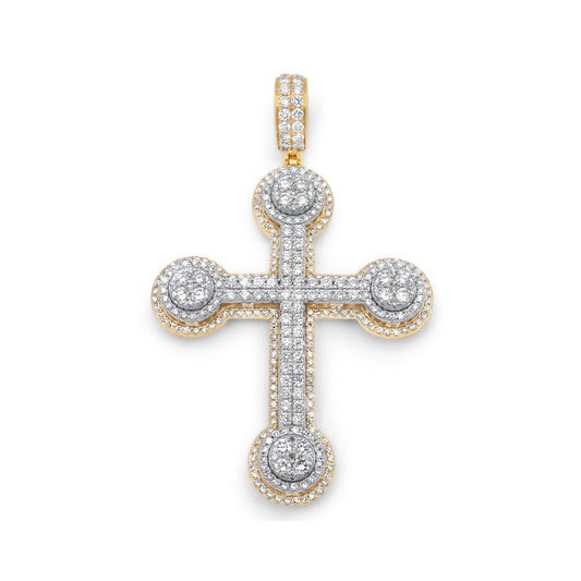 14k Two-Tone Gold 3D Diamond Cross 3.99ctw