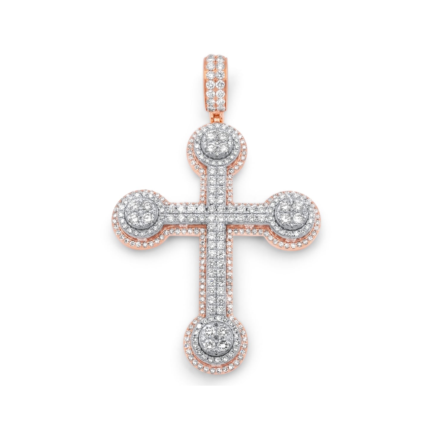 14k Two-Tone Gold 3D Diamond Cross 3.99ctw