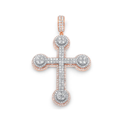 14k Two-Tone Gold 3D Diamond Cross 3.99ctw