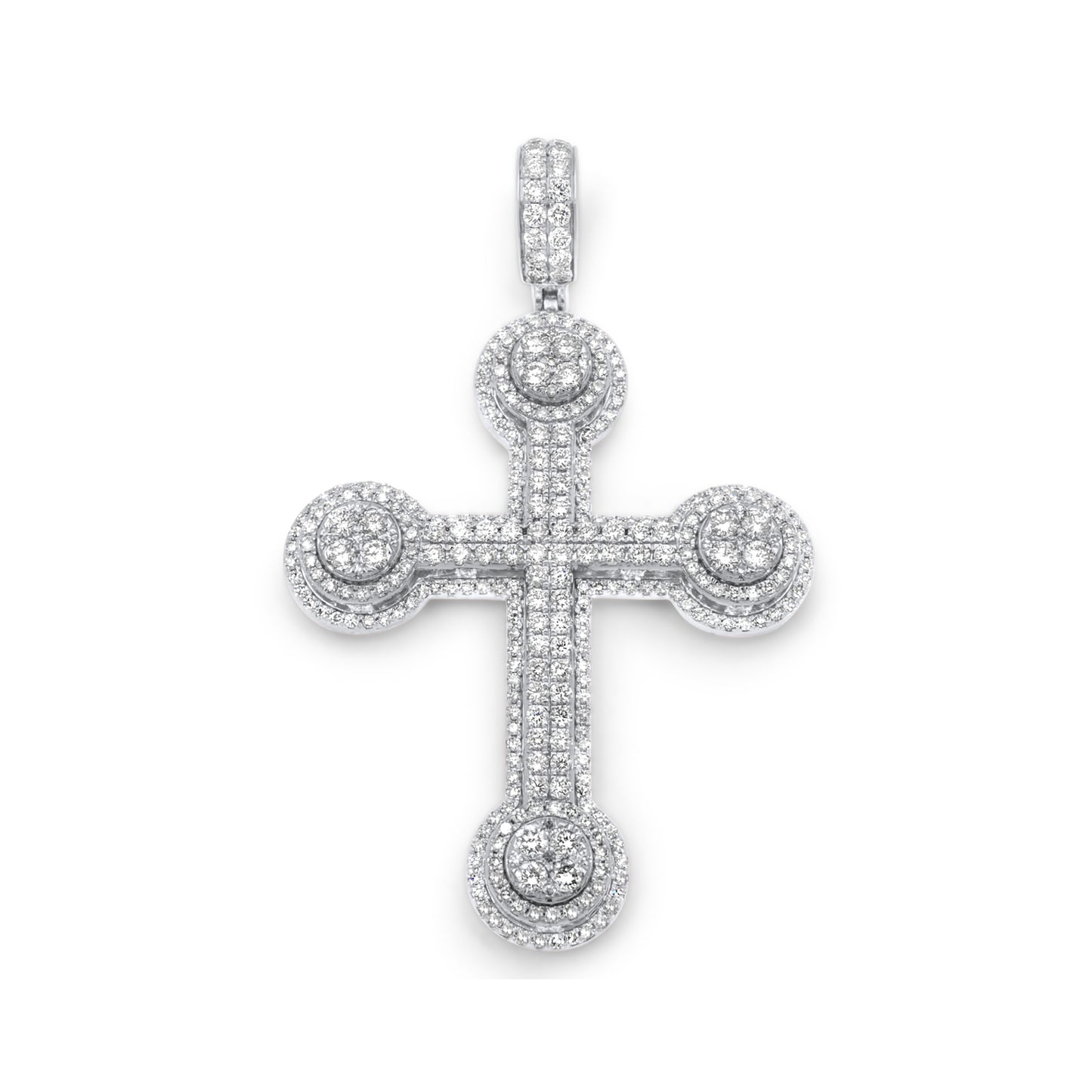 14k Two-Tone Gold 3D Diamond Cross 3.99ctw