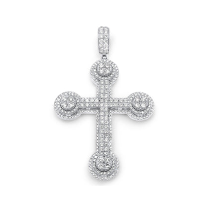 14k Two-Tone Gold 3D Diamond Cross 3.99ctw