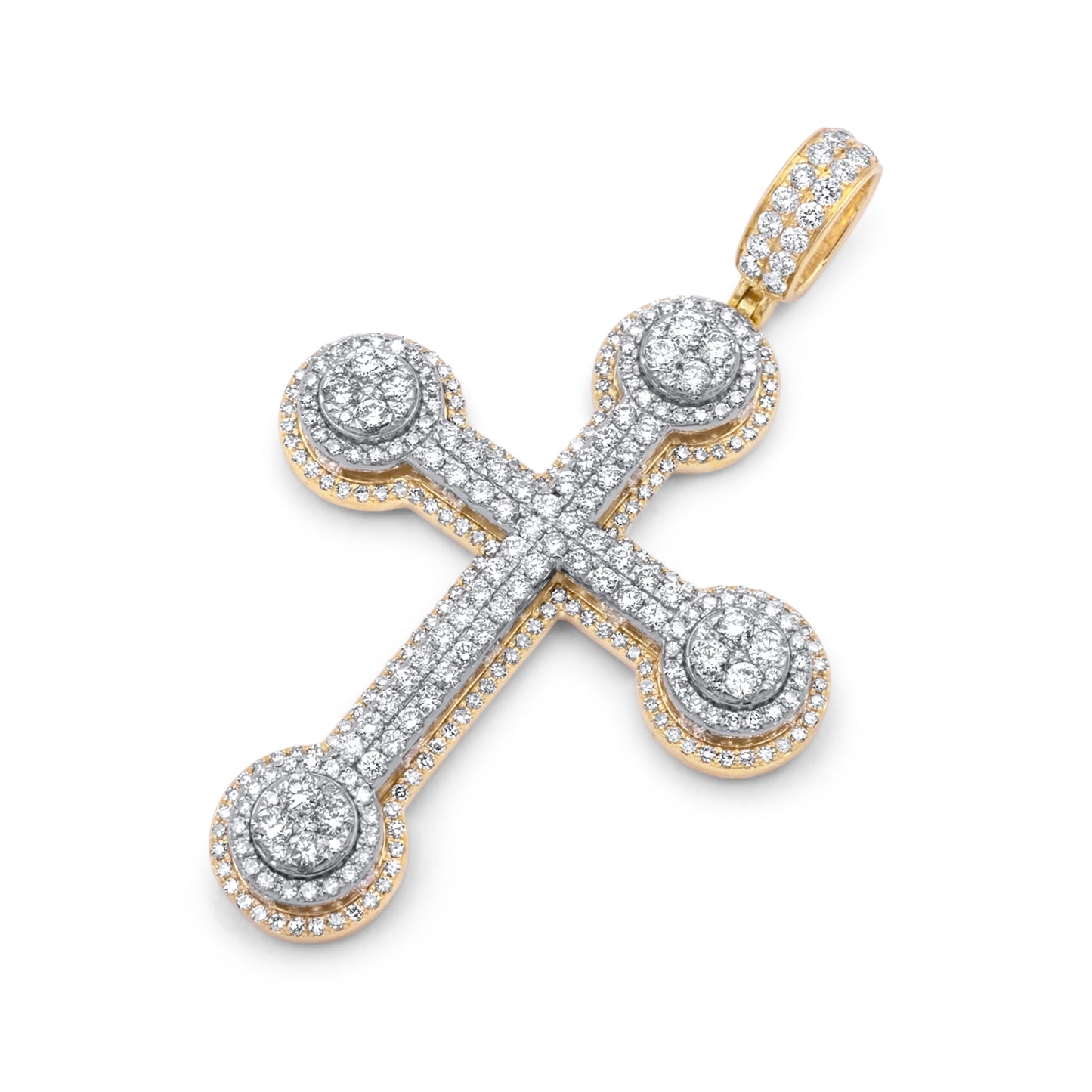 14k Two-Tone Gold 3D Diamond Cross 3.99ctw