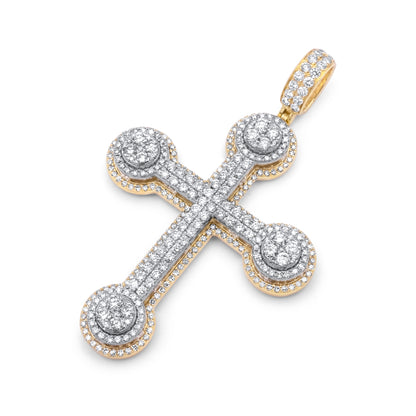 14k Two-Tone Gold 3D Diamond Cross 3.99ctw