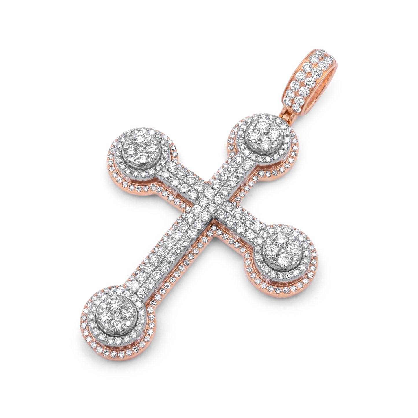 14k Two-Tone Gold 3D Diamond Cross 3.99ctw
