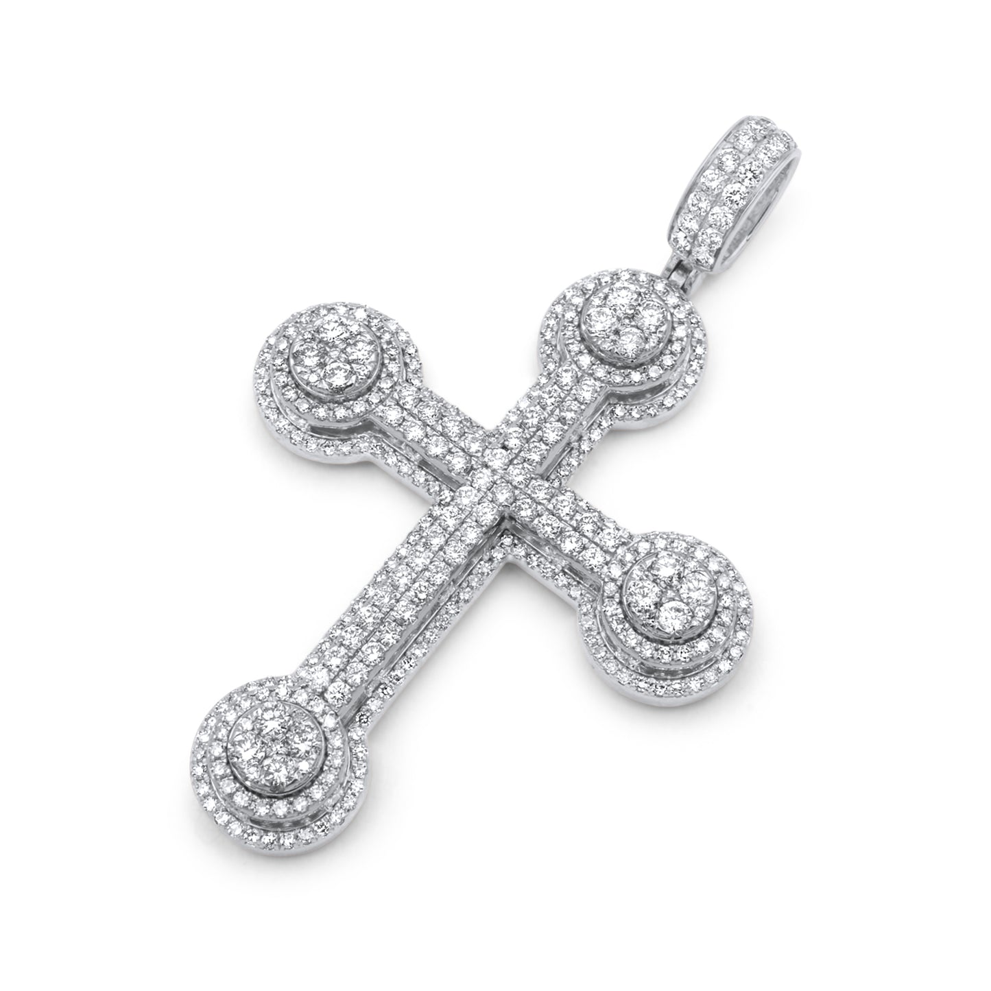 14k Two-Tone Gold 3D Diamond Cross 3.99ctw