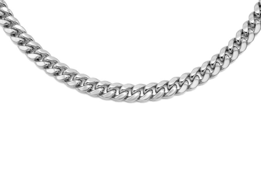 10K Semi-Solid White Gold Cuban Chain 6mm