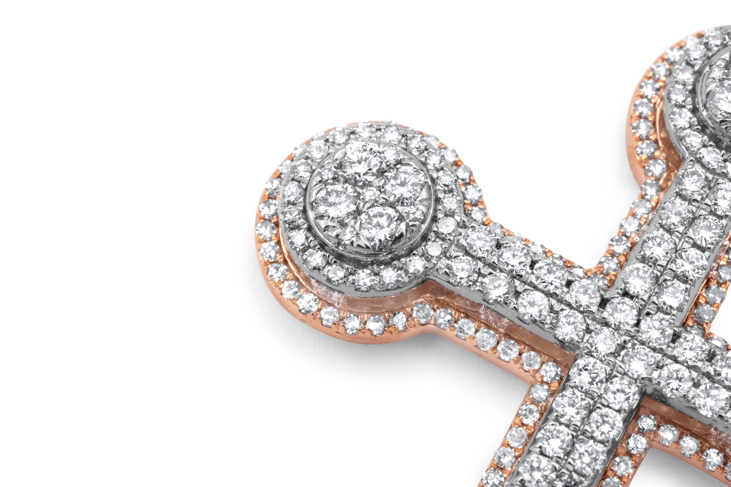 14k Two-Tone Gold 3D Diamond Cross 3.99ctw