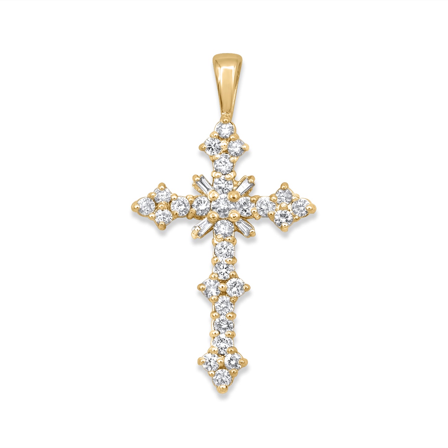 14K Yellow Gold Diamond Cross 1.58ctw