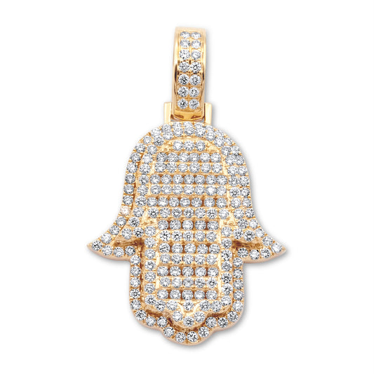 14k Solid Gold Diamond Hamsa 3.49ctw