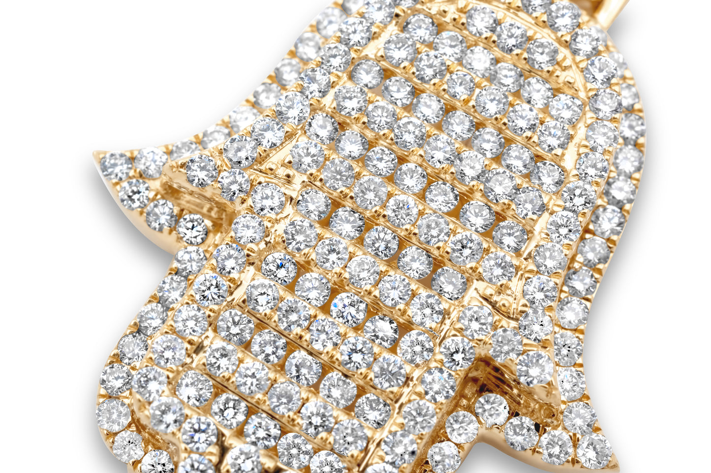 14k Solid Gold Diamond Hamsa 3.49ctw