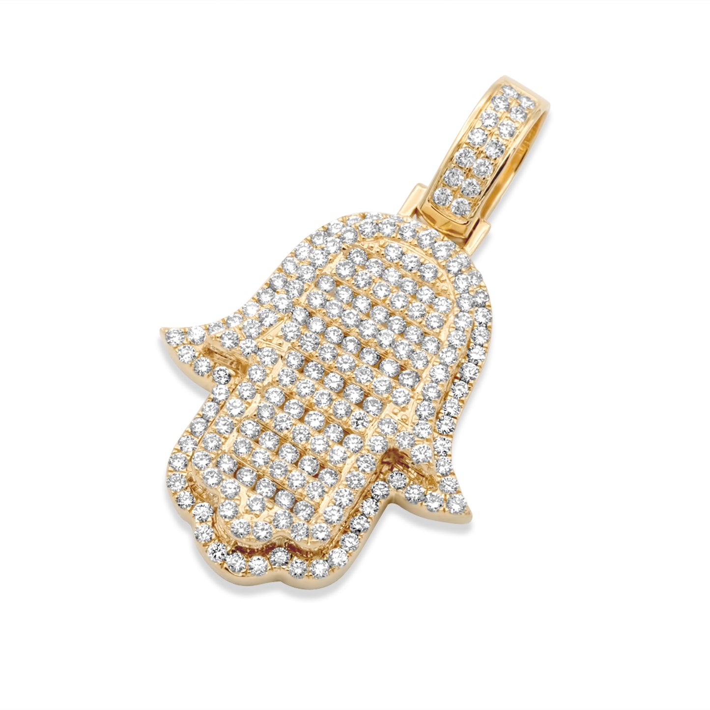 14k Solid Gold Diamond Hamsa 3.49ctw