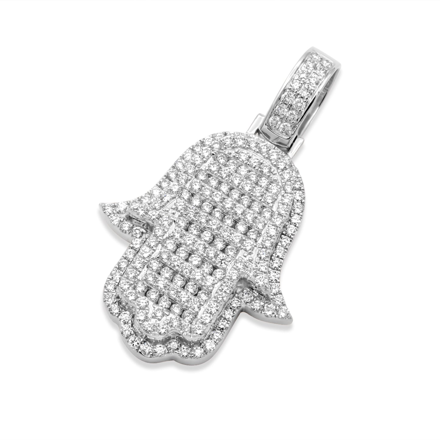 14k Solid Gold Diamond Hamsa 3.49ctw