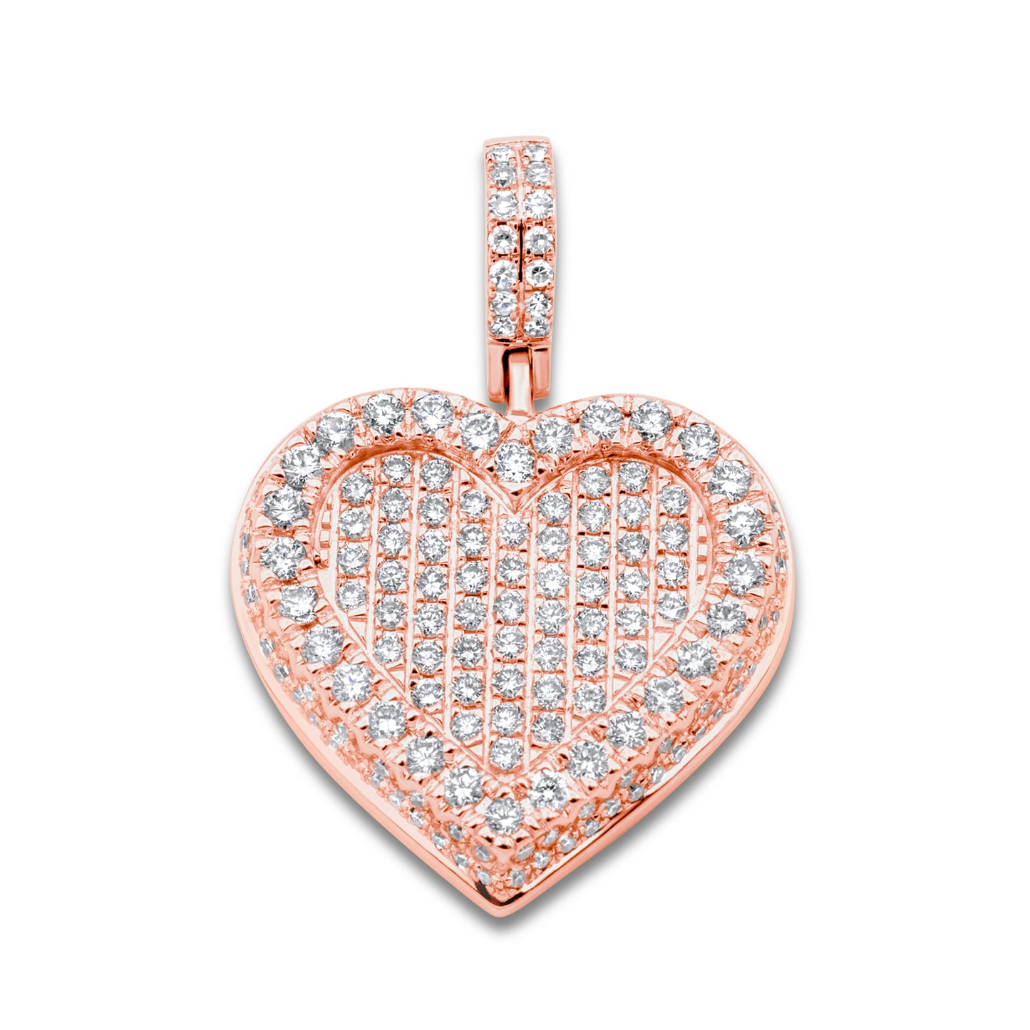 14k Solid Gold Diamond Cluster Heart Pendant 1.67ctw