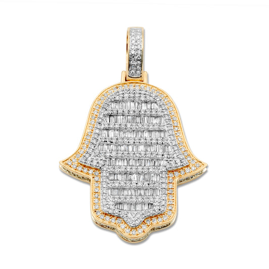 14k Two-Tone Gold Diamond Hamsa 1.49ctw