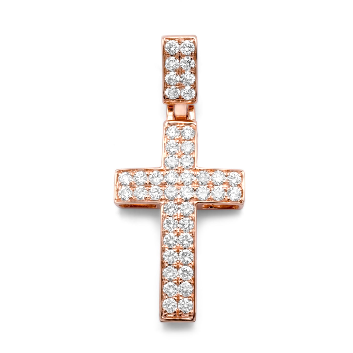 10k Rose Gold Diamond Cross 0.95ctw