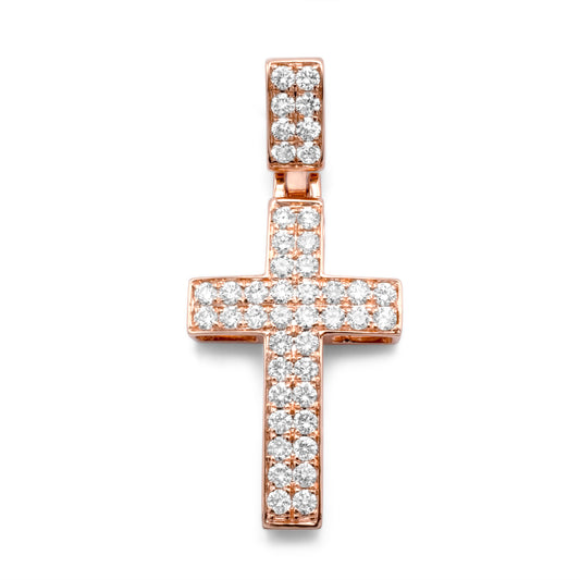 10k Rose Gold Diamond Cross 0.95ctw