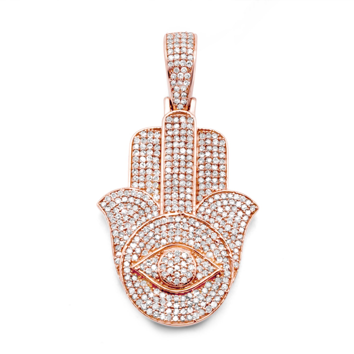 10k Rose Gold Hamsa Diamond Pendant 1.51ctw